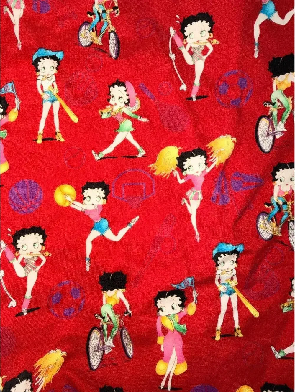 Betty Boop Drawstring Backpack Bag Red Sports Pattern Vintage